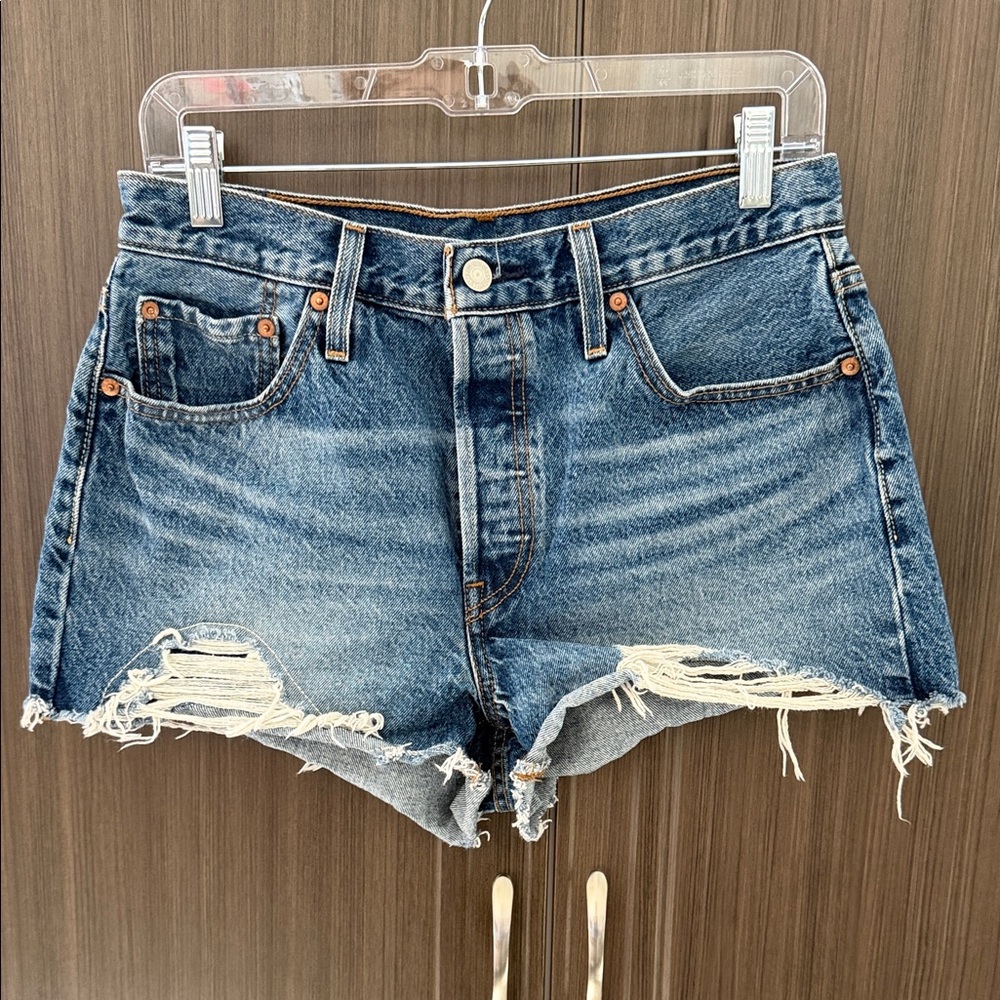 Levi's Classic Blue Ripped Jean Shorts‎